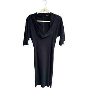 Brioni Black 100% Wool Bodycon Sheath 3/4 Sleeve Dress Size 6 Or 42 Made Italy‎
